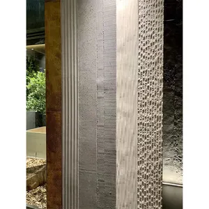MS placa de concreto de madeira fina e flexi clading material hotel villa interior fundo de pedra natural - Product Image 1