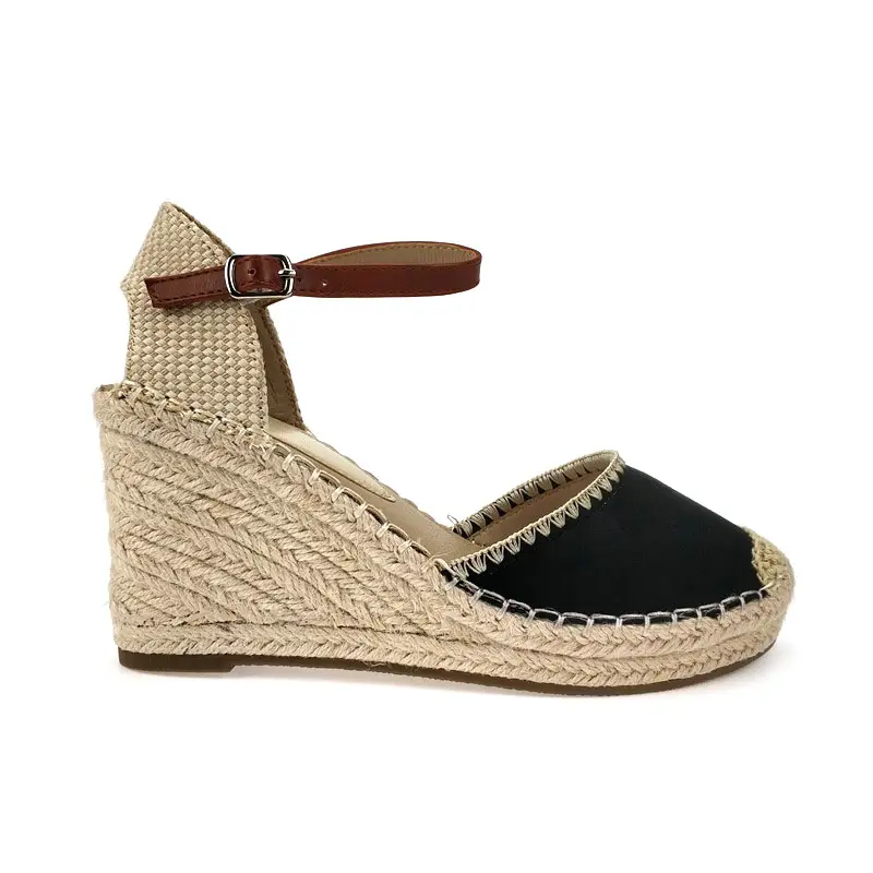 Zapatos de cuña de moda para mujer, tacón alto de 8,8 cm, plataforma hueca Baotou, sandalias ahuecadas de un botón de hada salvaje, verano, novedad