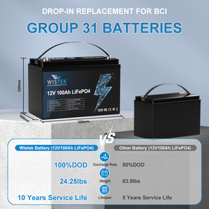 Chu kỳ sâu LiFePO4 Pin LFP pin Lithium 12V 100AH Li Ion pin với đầu ra 1280W, bảo vệ tem thấp - Product Image 3