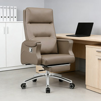 Chaise de bureau de direction laquée, style luxe léger, revêtement en cuir, dossier haut, fonction pivotante, assortie au bureau du directeur