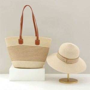 Wholesale Beach Straw <b>Hat</b> and <b>Bag</b> Set Women Large Capacity Tote Shoulder <b>Bag</b> and Straw <b>Hats</b> Set - Product Image 2