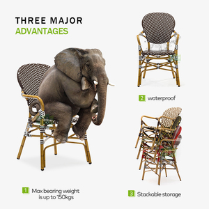 (E3011) Outdoor Garden Patio Furniture French Bistro <strong>Arm</strong> <strong>Black</strong> Pe Rattan Wicker <strong>Chairs</strong> - Product Image 4