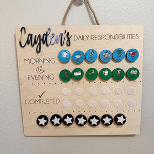 Meilleure vente Calendrier visuel pour enfants <span class=keywords><strong>Tableau</strong></span> des tâches quotidiennes en bois Tableaux de responsabilité pour la maison Tenture murale - Product Image 6