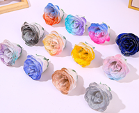 Aierflorist Tête de rose en cristal, rose dorée rose, fleur artificielle en tissu, fleur éternelle, bouquet Blue Demon Ji, fleur artificielle