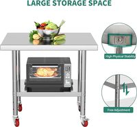 Table de préparation des aliments commerciale de plan de travail d'acier inoxydable du SUS 304 pour l'hôtel de restaurant de cuisine