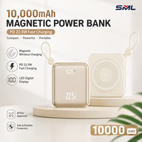 Power Bank Magnetik Nirkabel Baru 10000mAh PD22.5W Pengisian Cepat Mini Charger Perjalanan Layar LED Digital Baterai Li Polymer