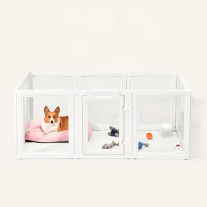 Indoor luxury dog cat pens cage foldable and detachable pet enclosure transparent panels top quality playpens fence customized