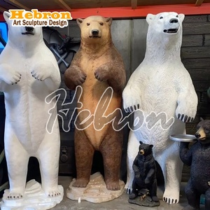 Estatua de Oso Polar de Resina de Tamaño Real, Decoración de Animales Árticos, Accesorio Temático, Escultura Abstracta de Fibra de Vidrio - Product Image 2