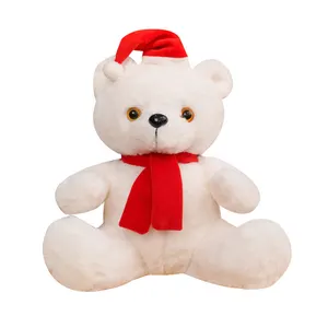 Mềm Little Bear đồ chơi sang trọng với hat giáng sinh LED nhỏ đồ chơi sang trọng gấu tùy chỉnh sang trọng Teddy Bear với LED ánh sáng