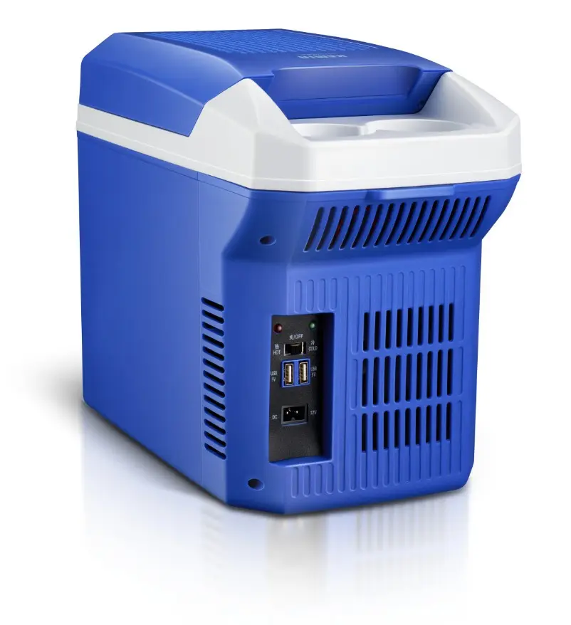 Portable camping cooler box thermoelectric cooler ad warmer box with belt home and car used fridge 8L