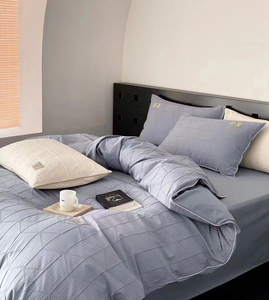 Set di biancheria da letto in cotone lavato jacquard di lusso set copripiumino solido personalizzato - Product Image 4