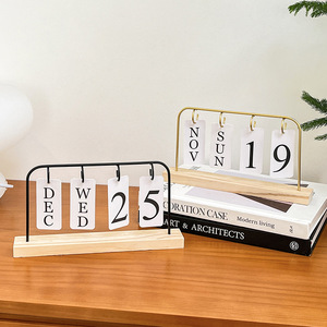 Decoración Minimalista y Elegante para el Hogar, Calendario de Madera con Diseño Artístico, Adornos de Escritorio - Product Image 1