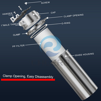 Boîtier de filtre géant en acier inoxydable pour système de filtration d'eau domestique extérieur 20"x4.5" à noyau unique, filtre à sédiments