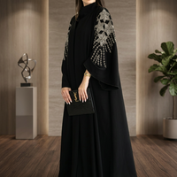 Abaya de Seda Hecha a Mano para Mujer, Marca Emira Luxe, con Bordado Exquisito, Antiarrugas, Manga Larga, Color Personalizado, para Oración