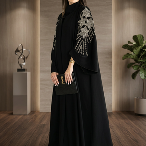 Abaya de Seda Hecha a Mano para Mujer, Marca Emira Luxe, con Bordado Exquisito, Antiarrugas, Manga Larga, Color Personalizado, para Oración - Product Image 3