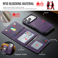 Étui magnétique pour iPhone 17/Pro/Pro Max/Air, support portefeuille détachable 2-en-1 avec RFID et chargement sans fil