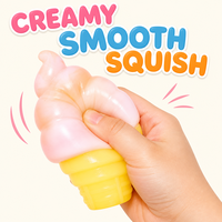 Balle anti-stress souple en forme de cornet de crème glacée, jouet sensoriel doux et extensible bleu/rose/orange pour soulager l'anxiété des enfants et des adultes