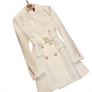 Blazer Midi de Doble Botonadura para Mujer, Estilo Oficina 2025, Manga Larga, Color Sólido, con Cinturón, Tejido Transpirable y Natural - Product Image 3