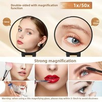 Zonyin 10X 30X 40X 50X Double Side Handheld Magnifying Makeup Mirror Portable Folding Magnifier Compact Mirror