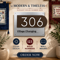 Plaque de porte personnalisée en métal JC-LM240, plaque d'adresse moderne pour maison, hôtel, jardin