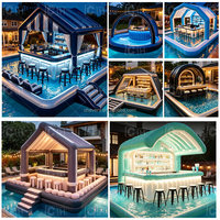 Bar gonflable personnalisé pour piscine, tente de bar gonflable, grande tente de bar aquatique gonflable avec toit pour divertissements en extérieur