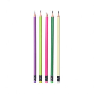 Fournitures scolaires et de bureau, ensemble de crayons peints, 7 pouces, HB, triangle, couleur fluorescente, crayon en bois de peuplier avec gomme de couleur - Product Image 1
