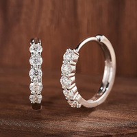 Yunzhi Luxus S925 Sterlingsilber Platinbeschichtete Creolen Mini Zirkonia Ohrstecker Geometrisch für Damen Eleganter Edel-Schmuck Geschenk