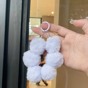 Porte-clés en peluche pompon coloré, <span class=keywords><strong>cordon</strong></span> anti-perte pour téléphone portable avec perles et breloque boule de poils, bijou à suspendre - Product Image 4