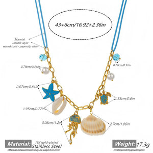 สร้อยคอจี้สไตล์ฮาวายสำหรับฤดูร้อน  ทำจากสแตนเลสสตีล 316L ชุบทอง 14k 18k PVD  รูปเปลือกหอย สำหรับผู้หญิง - Product Image 5