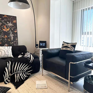 Canapé vintage minimaliste en cuir flottant à une place, design <span class=keywords><strong>Bauhaus</strong></span> - Product Image 2