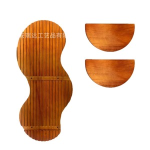 Wooden <b>Wall</b> <b>Mounted</b> <b>Shelf</b> Double Layer Irregular Shape Floating Display Rack For Home Plant Storage - Product Image 3