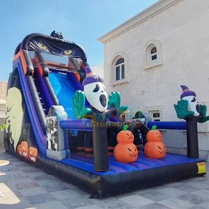 Dual lane <b>large</b> outdoor <b>inflatable</b> amusement park halloween theme huanted house slide for party - Product Image 6