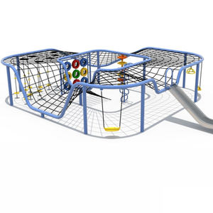 Tobogán Doble Simétrico Amarillo con Malla Negra, Ruedas Coloridas, Anillos y Columpio - Product Image 2