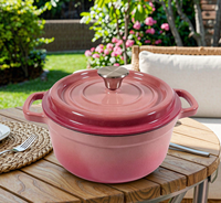 Cocotte en fonte émaillée LFGBFDA, pot de cuisson avec logo personnalisé sur le bouton, compatible induction et gaz, vente en gros, ustensile de cuisine
