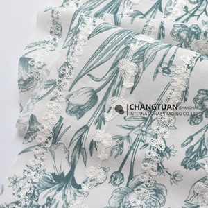 Tissu brodé ajouré en gros, Tissu <span class=keywords><strong>Toile</strong></span> <span class=keywords><strong>de</strong></span> <span class=keywords><strong>Jouy</strong></span>, Tissu polyester brodé floral vintage pour robe - Product Image 6