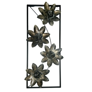 Arte de METAL hecho a mano, marco de flores y flores marrones - Product Image 2