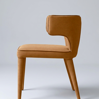 Fauteuil de salle à manger en cuir Wing avec structure tubulaire en acier poli, chaise rembourrée pour cuisine, salon et restaurant