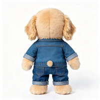 Jouet en peluche doré personnalisé pour chien avec veste en jean et salopette, jouet super doux et confortable, animal en peluche, poupée en peluche pour chien