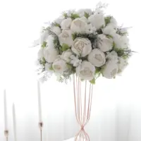 לבן אדמונית & ירק פרח סידורי שולחן חתונה קישוט