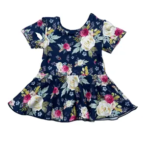 Wholesale Baby Boutique Clothes Peplum Top Kids Girls Milk Silk Printed Short Sleeve Peplum Top