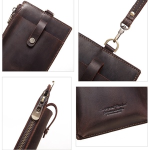 Boshiho - Nueva Bolsa de Hombro de Cuero Genuino para Hombre, Diseño Delgado y Largo, con Cierre de Cremallera, para Teléfono Celular, Tarjetas de Crédito - Product Image 2