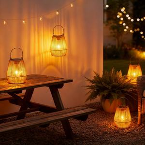 Lámpara Solar Colgante de Ratán Plástico de Estilo Nórdico del Sudeste Asiático, Resistente al Agua, Luces Solares de Jardín ABS para Decoración - Product Image 5