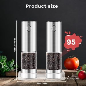 2Pack Automatic Adjustable Coarseness Rechargeable Eco-Friendly Stainless Steel Electric Salt and <b>Pepper</b> <b>Grinder</b> Set - Product Image 2
