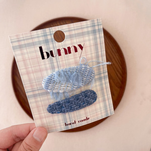 Barrette géométrique à carreaux en <span class=keywords><strong>tissu</strong></span> tricoté pour enfants, accessoire capillaire coréen à <span class=keywords><strong>pois</strong></span>, style parent-enfant, latéral - Product Image 6