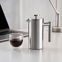 Teko Kopi French Press Tiga Tingkat Filtrasi Penahan Panas Bahan Stainless Steel untuk Sarapan Pagi OEM ODM Custom