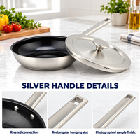 Poêle à frire en acier inoxydable 20 24 26 28 30 cm avec base à induction Impact Bonded pour hôtel, restaurant, cuisine domestique, logo personnalisé OEM