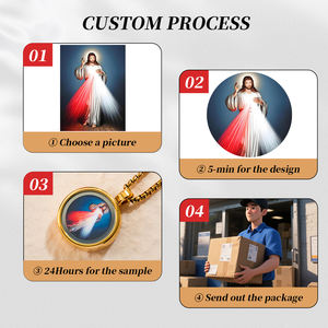 Pendentif Jésus <span class=keywords><strong>la</strong></span> <span class=keywords><strong>Divine</strong></span> <span class=keywords><strong>Miséricorde</strong></span> GIVELUCK avec un design <span class=keywords><strong>de</strong></span> rayons radieux, collier religieux en acier inoxydable pour <span class=keywords><strong>la</strong></span> dévotion catholique - Product Image 4