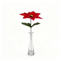 Fleur de Noël artificielle en velours à tige unique, Poinsettia, décoration de sapin de Noël la plus vendue