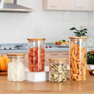 Storage Jar Hot Sale Eco-Friendly Feature Clear High Borosilicate Glass Storage Jar With Bamboo Lids