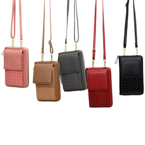 New Arrival PU Leather Women's Woven Mobile Phone Bag with Chains Large Capacity Simple Fashion <b>Small</b> Shoulder <b>Wallet</b> - Product Image 2